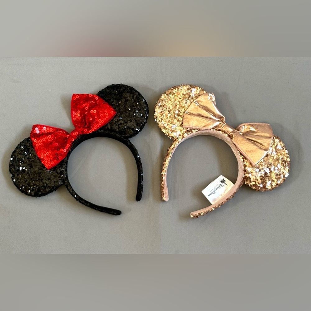 Disney Sequin Minnie Ear Headbands in Black & Rose Gold